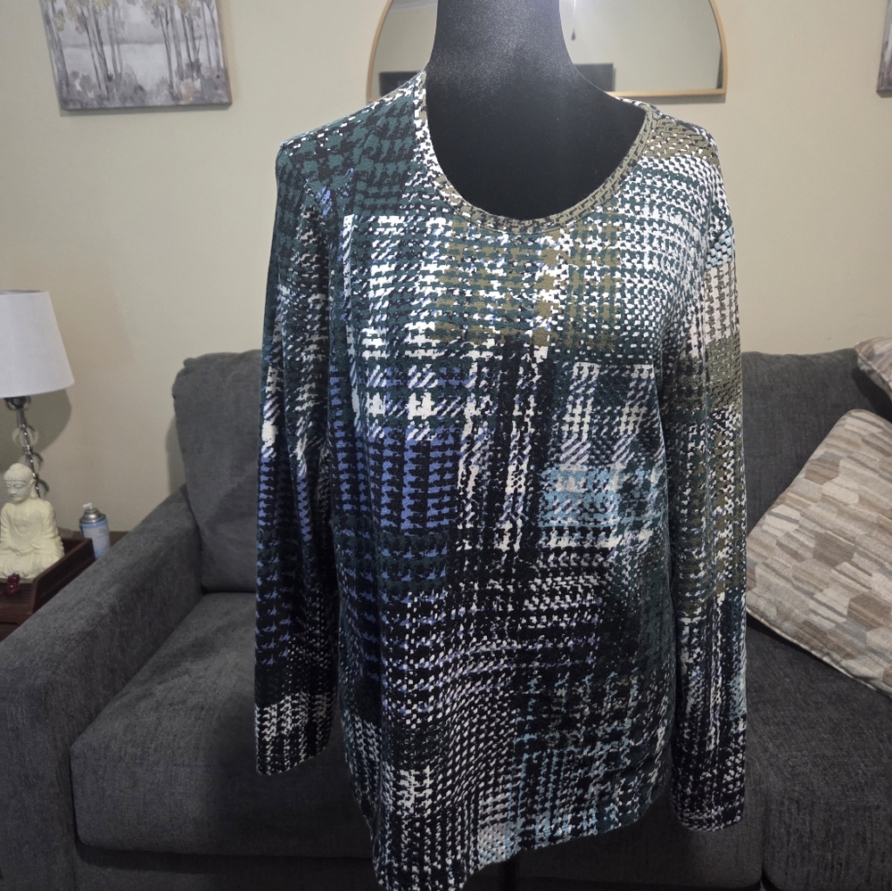 Christopher & Banks Multicolor Plaid Long Sleeve Top
